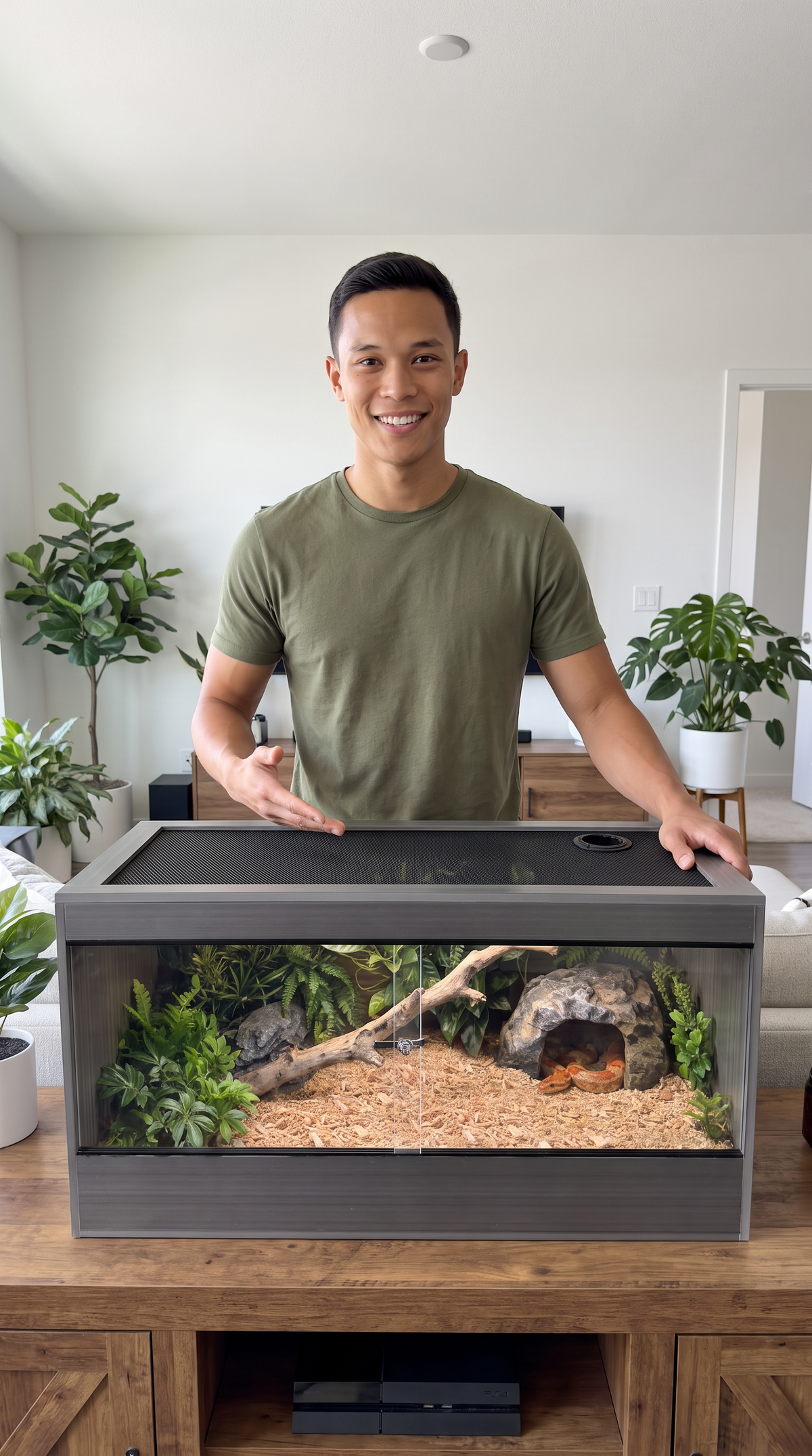 50 Gallon Reptile Enclosure, 36X18X18 Composite Wood & Plastic Eco Reptile Tank Terrarium, 36" Wide Lightweight Reptile Habitat Lounge for Ball Python Bearded Dragon Gecko Turtle