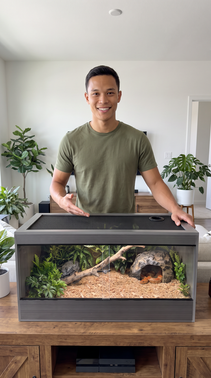 50 Gallon Reptile Enclosure, 36X18X18 Composite Wood & Plastic Eco Reptile Tank Terrarium, 36" Wide Lightweight Reptile Habitat Lounge for Ball Python Bearded Dragon Gecko Turtle