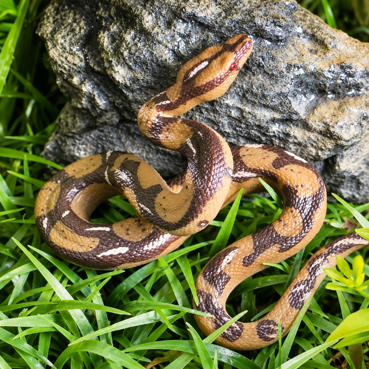 Ipetboom Realistic Snake Toy - 1Pc Fake Snake Figure for Halloween Prank Props Plastic High Simulation Scary Model Creepy Figure for April Fool'S Day Garden Decoration Kids Trick Play - 5.9X4.3X2.3In