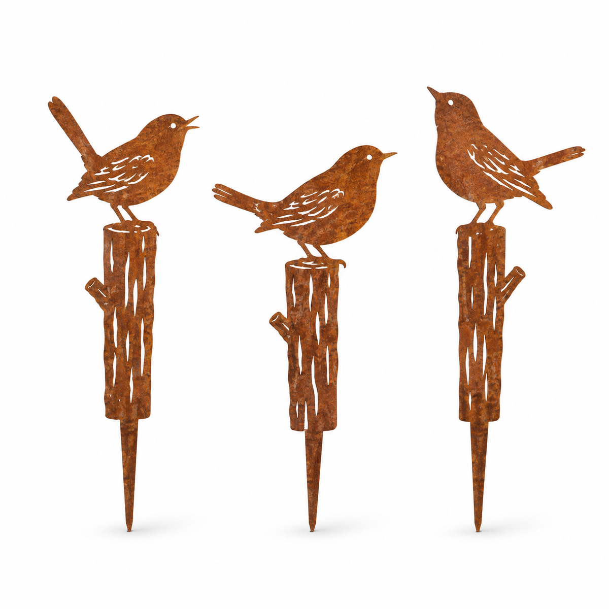 Metal Garden Stakes – Rabbit, Bird & Bamboo Silhouette Outdoor Yard Art