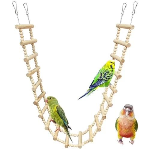 Wooden Bird & Small Pet Climbing Ladder – Parrots, Parakeets, Rats & Sugar Gliders – 3 Sizes
