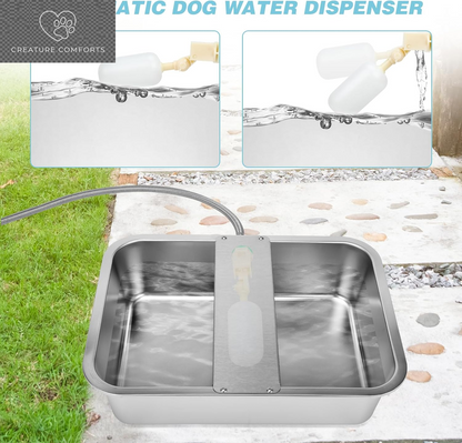 3 Gallon Dog Water Bowl Dispenser, Auto Fill Stainless Steel Bowl | Auto-Refill Float Valve, Stainless Steel Bowl, Fits 3/4 in GHT Faucet, Outdoor Use, Easy to Clean, Dogs, Cats and Chickens