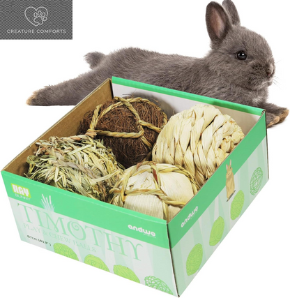 Andwe Small Animal Chew Balls - Fun Activity Pack of 8 for Rabbits, Guinea Pigs, and More | Engaging Indoor Playtime for Your Furry Friends