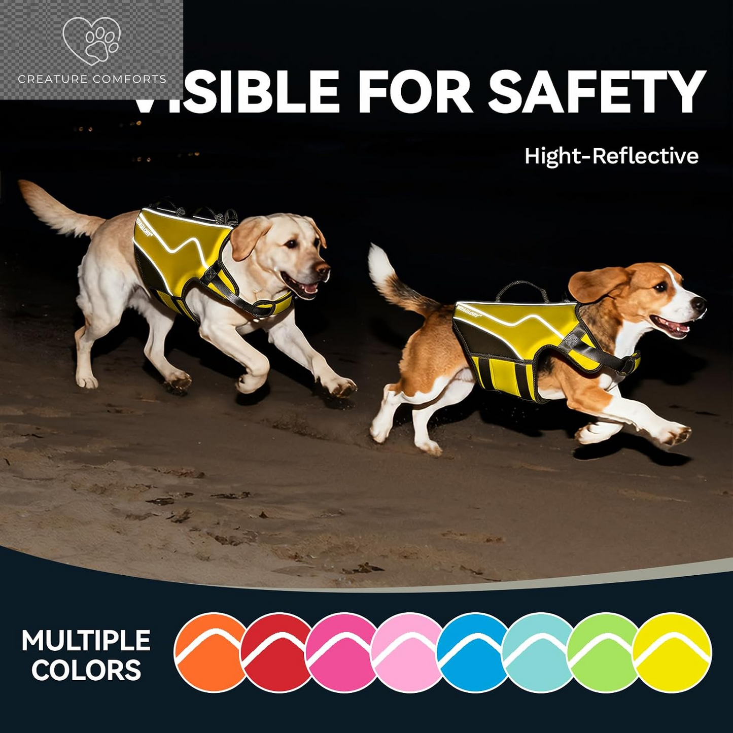 VIVAGLORY Dog Life Vest Neoprene Dog Swim Vest, XS, Alpha Yellow