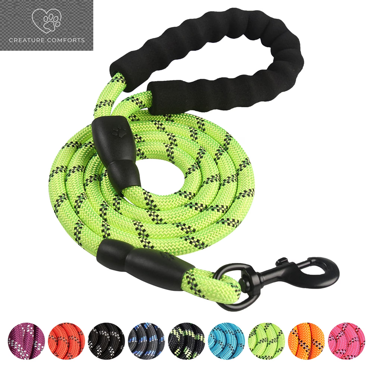 Durable Dog Leash, 5 FT/6 FT, 1/2", Padded Handle Nylon Dog Reflective Leash for Small Medium & Large Dogs Walking(6 Ft, Purple)