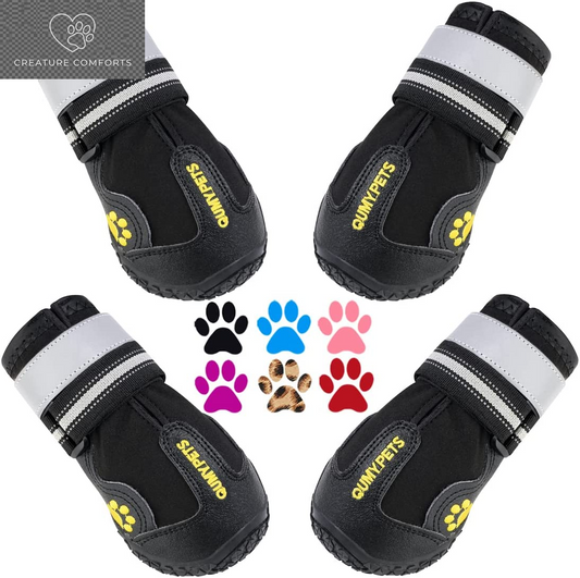 Protect Your Pup's Paws with QUMY Stylish Dog Shoes for All Seasons - Perfect for Hot Pavement, Snow, and Rain!