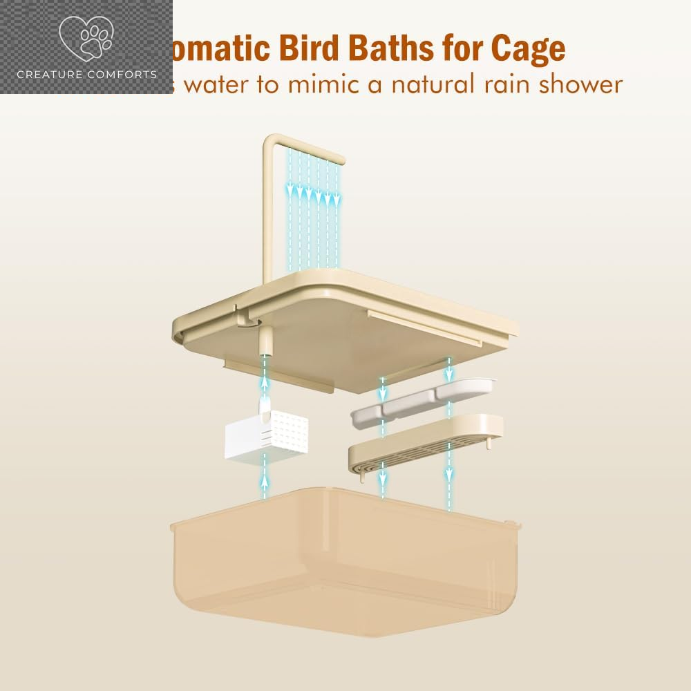 Automatic Bird Bath for Cage, Parakeet Bath with Pump