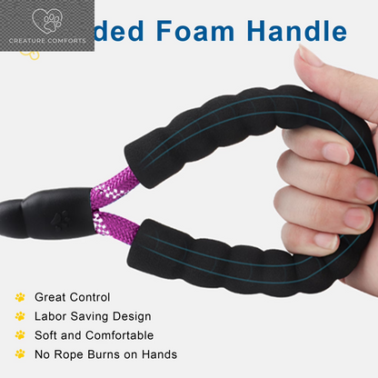 Durable Dog Leash, 5 FT/6 FT, 1/2", Padded Handle Nylon Dog Reflective Leash for Small Medium & Large Dogs Walking(6 Ft, Purple)