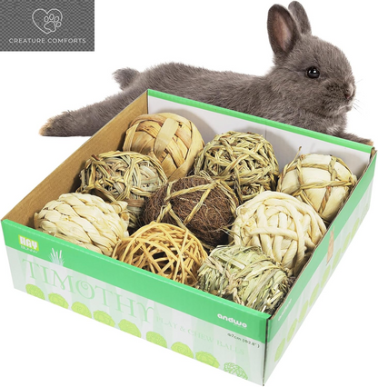 Andwe Small Animal Chew Balls - Fun Activity Pack of 8 for Rabbits, Guinea Pigs, and More | Engaging Indoor Playtime for Your Furry Friends
