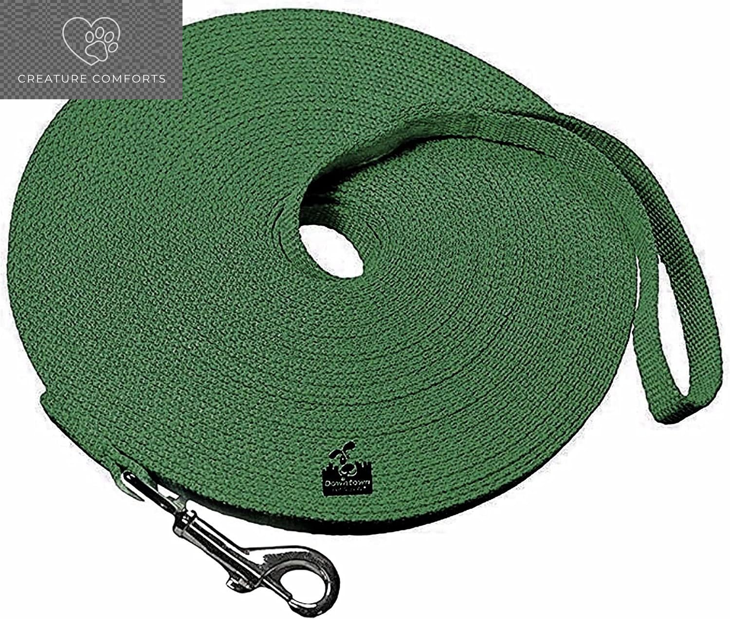 Downtown Pet Supply - Long Dog Training Leash for Recall & Obedience - Nylon, 30 Ft, Hunter Green