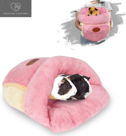 YUEPET Guinea Pig Bed, Warm Fleece Slipper-Shaped Cuddle Cave, Grey | Cozy Guinea Pig House, Portable Guinea Pig Hideout, Soft Coral Fleece, Washable Cushion, Folds Flat, Slipper Shape