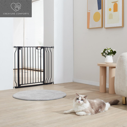 VEVOR Baby Gate, 29.5-37 in Adjustable Width, 30In High Dog Gate, Easy Step Walk Thru, Auto Close, Child Pet Security, with Pressure Mount Kit and Wall Mount Kit, for Stairs Doorways and House, Black