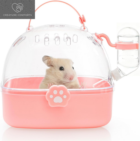 Hamster Carrier Cage with Handle, Small Animal Outgoing Cage | Portable Gerbils Carrier Cage with Water Bottle, Hamster Travel Carry Case for Small Pets, Chinchillas, Dwarf Hamster