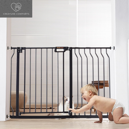 VEVOR Baby Gate, 29.5-37 in Adjustable Width, 30In High Dog Gate, Easy Step Walk Thru, Auto Close, Child Pet Security, with Pressure Mount Kit and Wall Mount Kit, for Stairs Doorways and House, Black