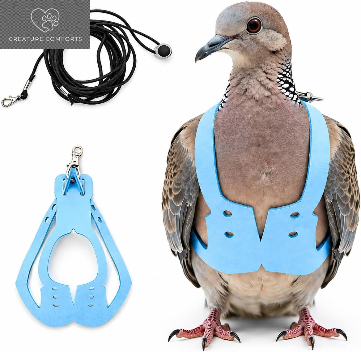 Lightweight Adjustable Bird Harness & Leash Set - Perfect for Budgies, Parakeets, and Small Parrots (Red, Size S)
