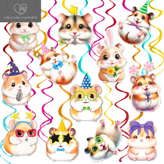 Hamster Hanging Swirls Hamster Party Decorations 20Pcs Guinea Pig Hanging Streamers Hamster Birthday Party Supplies Guinea Pig Ceiling Swirls for Hamster Baby Shower Supplies