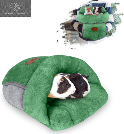 YUEPET Guinea Pig Bed, Warm Fleece Slipper-Shaped Cuddle Cave, Grey | Cozy Guinea Pig House, Portable Guinea Pig Hideout, Soft Coral Fleece, Washable Cushion, Folds Flat, Slipper Shape