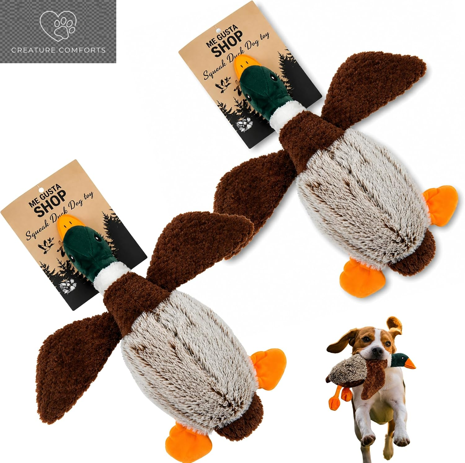 Exciting Duck Dog Toy with Squeaker | Plush Mallard Shaped Pet Toy for All Breeds | Perfect for Chewing, Fetching, and Interactive Play