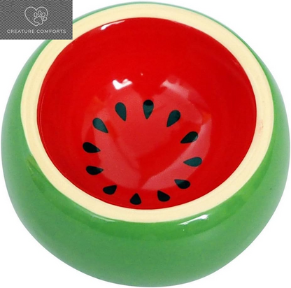 Hamster Food Bowl Ceramic Prevent Being Tipped over Small Animal Water Dish for Guinea Pig Rodent Gerbil Cavy Hedgehog Feeding Bowl (Watermelon)
