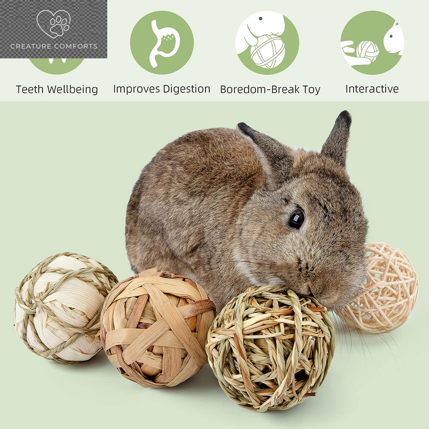 Andwe Small Animal Chew Balls - Fun Activity Pack of 8 for Rabbits, Guinea Pigs, and More | Engaging Indoor Playtime for Your Furry Friends