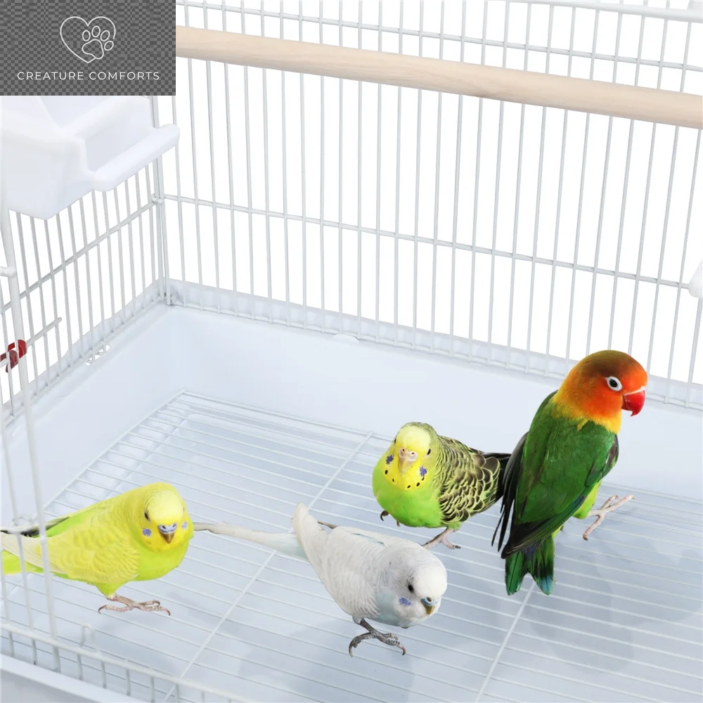 Yaheetech 62.4"H Rolling Metal Birdcage Parrot Cage with Detachable Stand, White