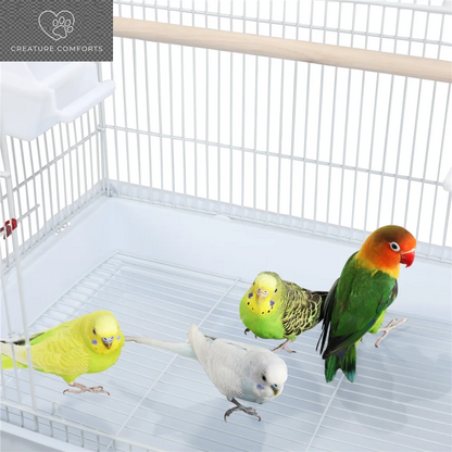 Yaheetech 62.4"H Rolling Metal Birdcage Parrot Cage with Detachable Stand, White