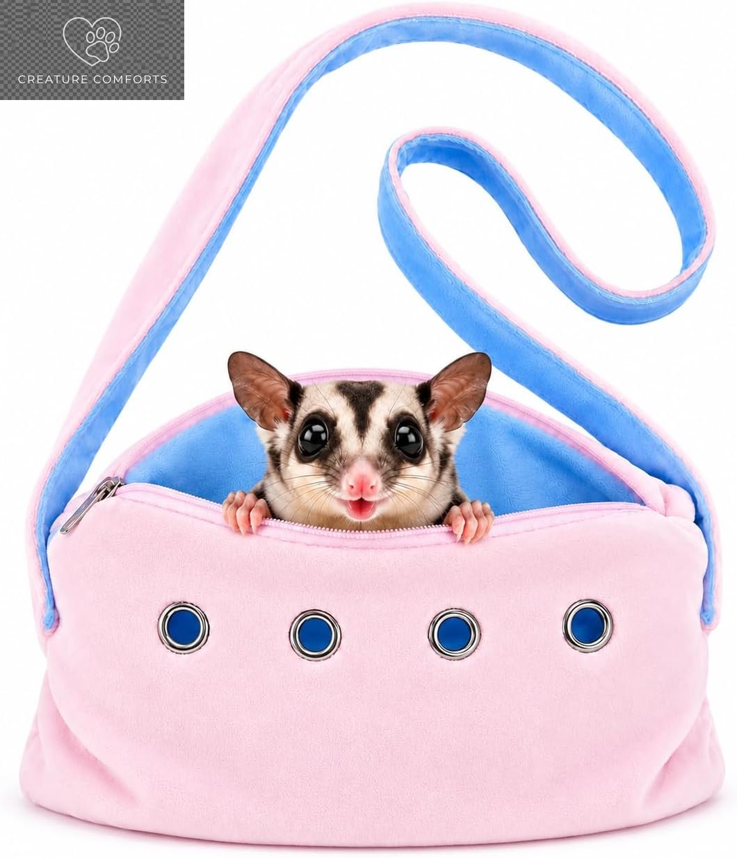 Meow&Woof Sugar Glider Bonding Pouch & Small Animal Carrier - Escape-Proof Sling for Hedgehogs, Ferrets, Hamsters Soft Critter Cuddler (10"X6", Pink)
