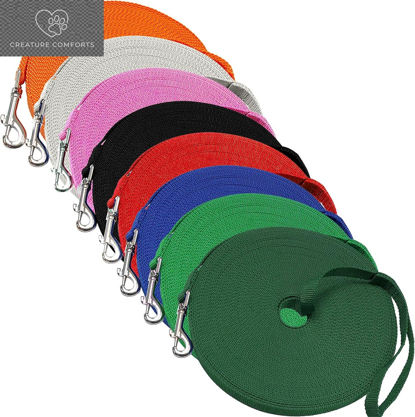 Downtown Pet Supply - Long Dog Training Leash for Recall & Obedience - Nylon, 30 Ft, Hunter Green