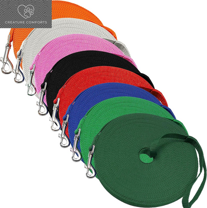 Downtown Pet Supply - Long Dog Training Leash for Recall & Obedience - Nylon, 30 Ft, Hunter Green