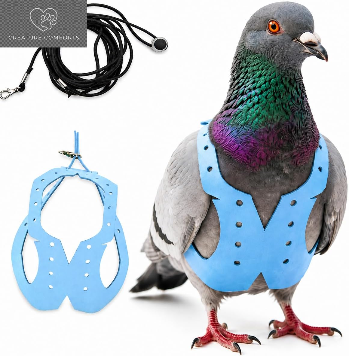 Lightweight Adjustable Bird Harness & Leash Set - Perfect for Budgies, Parakeets, and Small Parrots (Red, Size S)