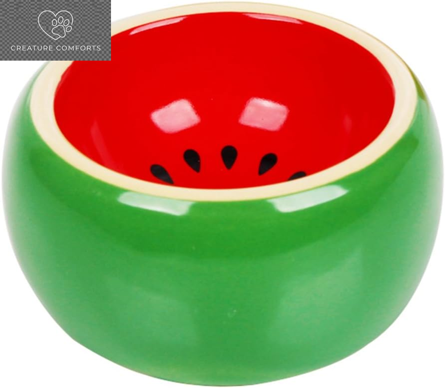 Hamster Food Bowl Ceramic Prevent Being Tipped over Small Animal Water Dish for Guinea Pig Rodent Gerbil Cavy Hedgehog Feeding Bowl (Watermelon)