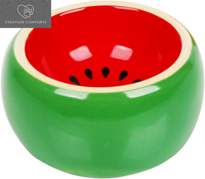 Hamster Food Bowl Ceramic Prevent Being Tipped over Small Animal Water Dish for Guinea Pig Rodent Gerbil Cavy Hedgehog Feeding Bowl (Watermelon)