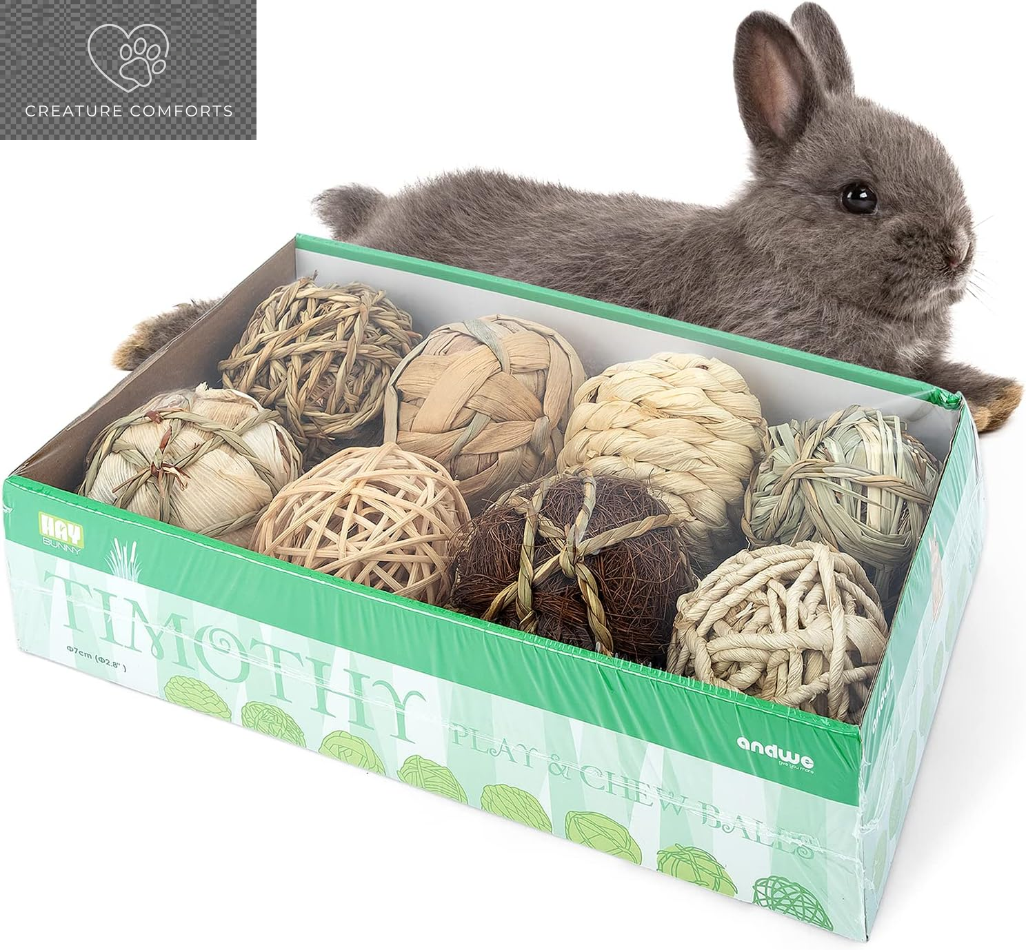Andwe Small Animal Chew Balls - Fun Activity Pack of 8 for Rabbits, Guinea Pigs, and More | Engaging Indoor Playtime for Your Furry Friends