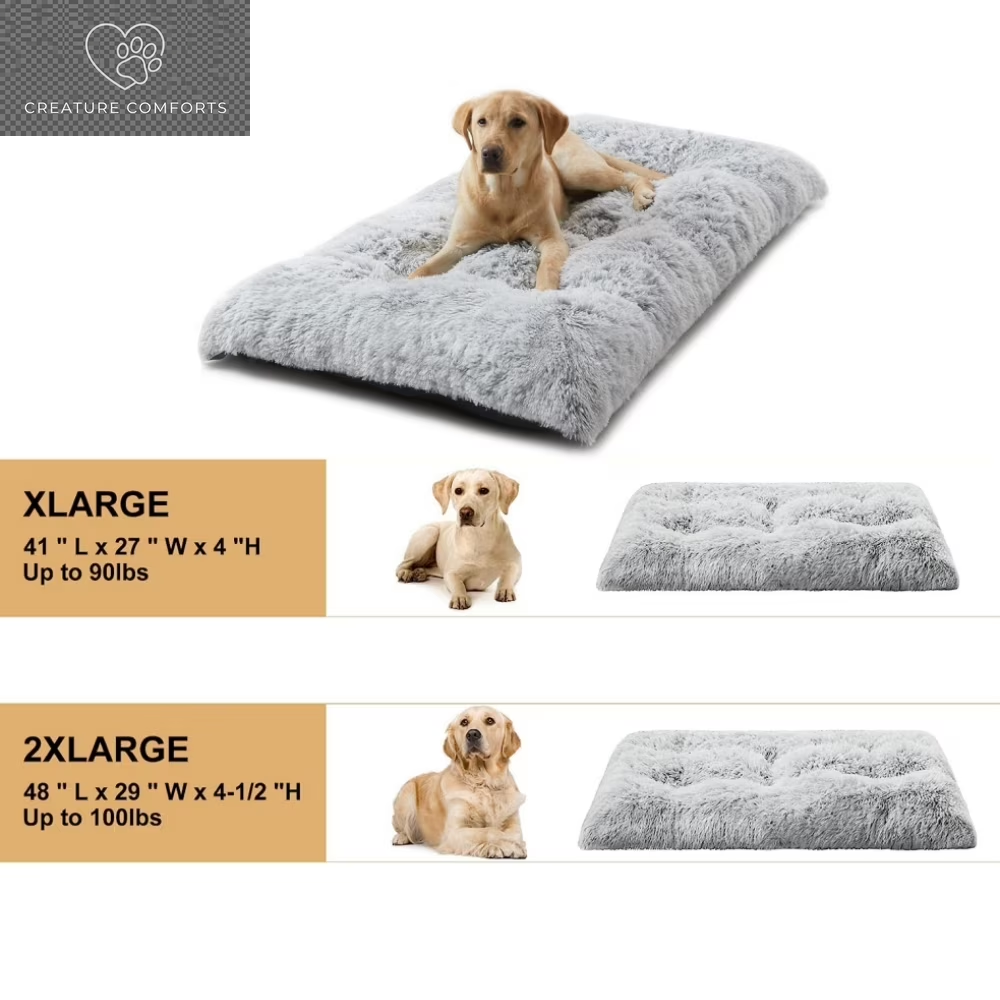 Reyox Large Dog Bed, 48 X 28 Inch Plush Dog Cage Bed Fluffy, Washable Dog Mat with Non-Slip Bottom for Large and Medium Dogs