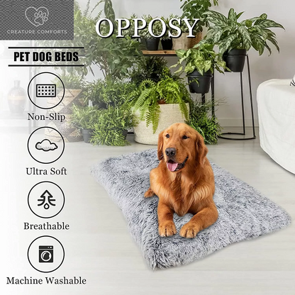 Reyox Large Dog Bed, 48 X 28 Inch Plush Dog Cage Bed Fluffy, Washable Dog Mat with Non-Slip Bottom for Large and Medium Dogs