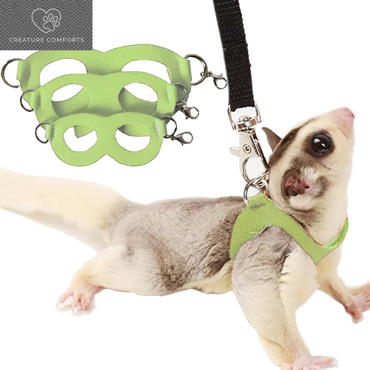 3 Pack Sugar Glider Harness and Leash Set Small Animal Training Walking Vest for Squirrel Hamster Rat-Green