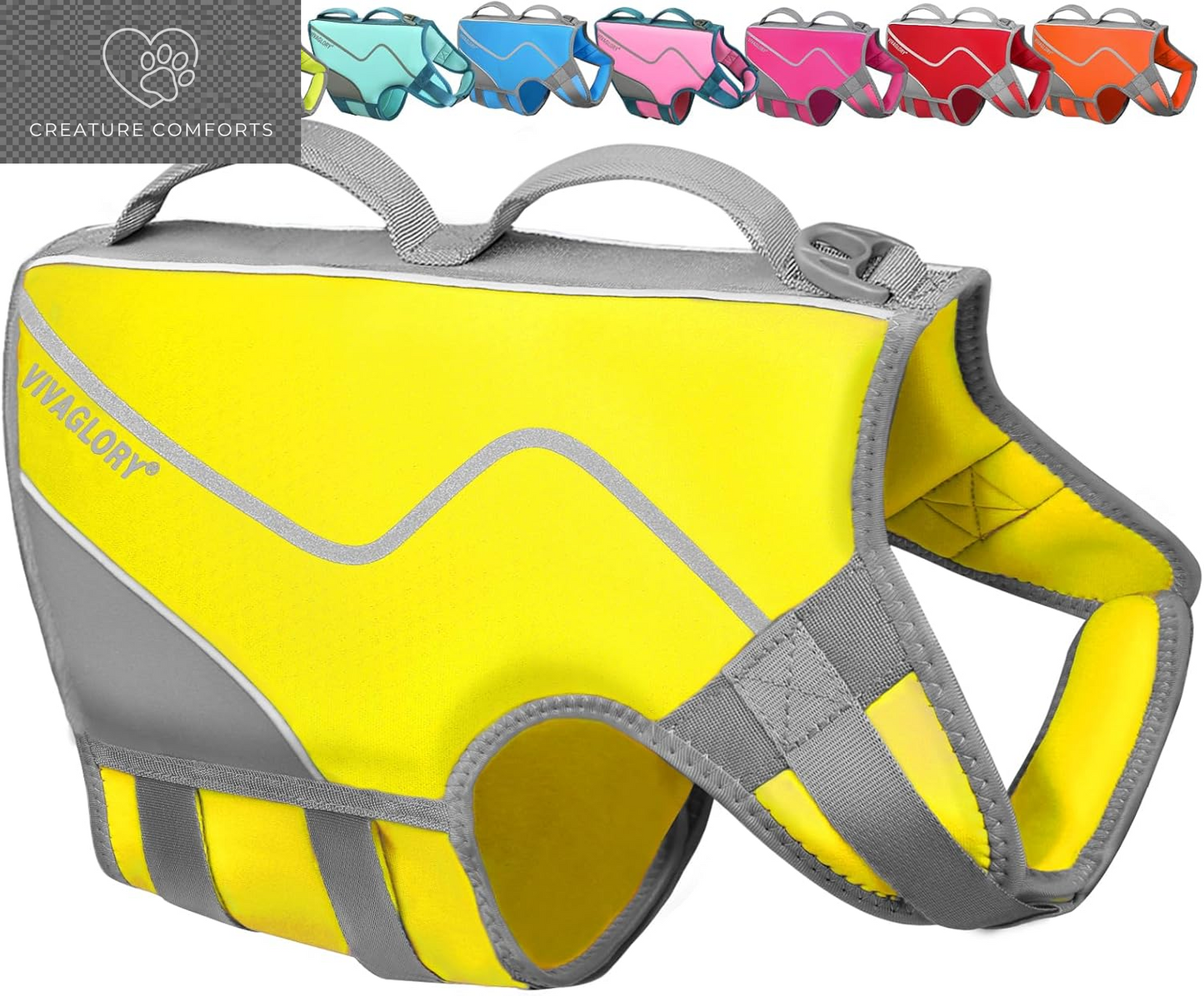 VIVAGLORY Dog Life Vest Neoprene Dog Swim Vest, XS, Alpha Yellow