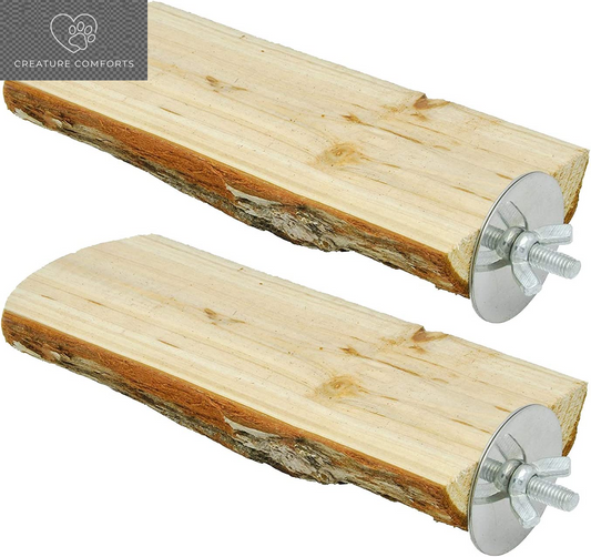 Niteangel Wooden Parrot Cage Perch - Natural Platform for Happy Birds (Set of 2)