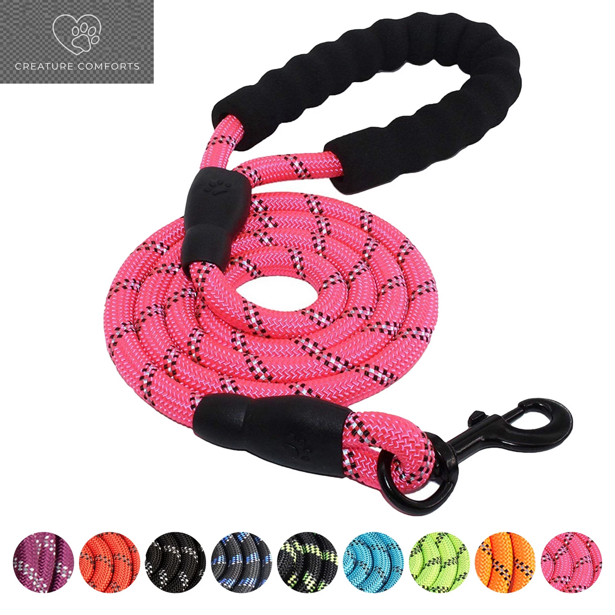 Durable Dog Leash, 5 FT/6 FT, 1/2", Padded Handle Nylon Dog Reflective Leash for Small Medium & Large Dogs Walking(6 Ft, Purple)