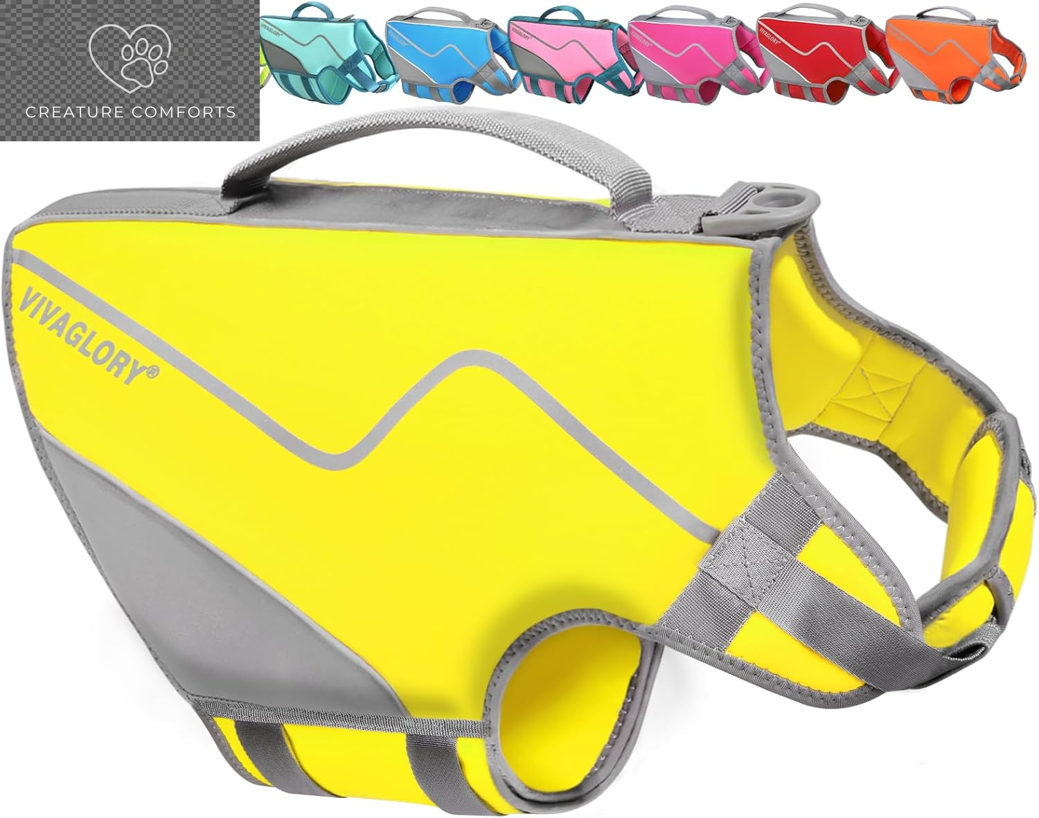 VIVAGLORY Dog Life Vest Neoprene Dog Swim Vest, XS, Alpha Yellow