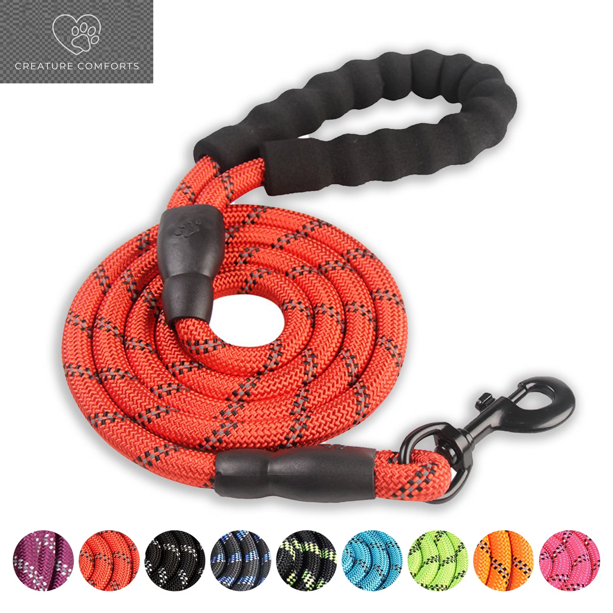Durable Dog Leash, 5 FT/6 FT, 1/2", Padded Handle Nylon Dog Reflective Leash for Small Medium & Large Dogs Walking(6 Ft, Purple)