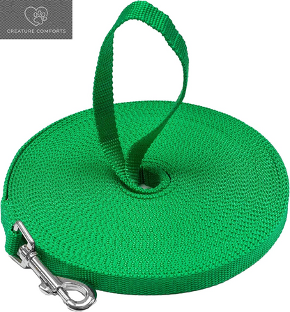 Downtown Pet Supply - Long Dog Training Leash for Recall & Obedience - Nylon, 30 Ft, Hunter Green