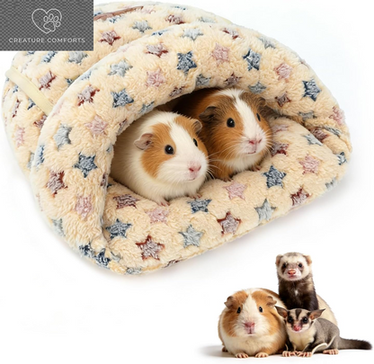 YUEPET Guinea Pig Bed, Warm Fleece Slipper-Shaped Cuddle Cave, Grey | Cozy Guinea Pig House, Portable Guinea Pig Hideout, Soft Coral Fleece, Washable Cushion, Folds Flat, Slipper Shape
