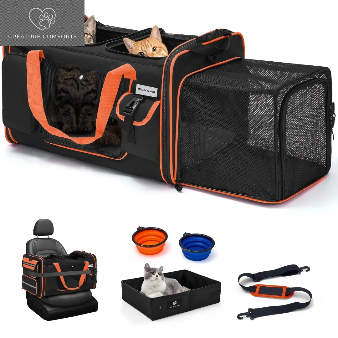 Ultimate Cat Carrier for 2 Furry Friends! Perfect for Travel & Outdoor Adventures 🚗🐾✨
