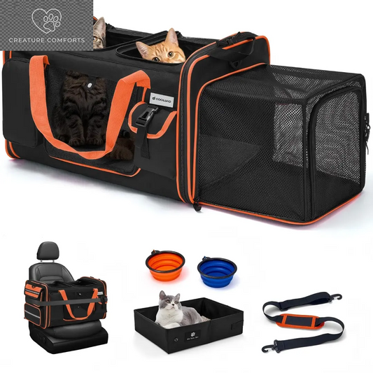 Ultimate Cat Carrier for 2 Furry Friends! Perfect for Travel & Outdoor Adventures 🚗🐾✨