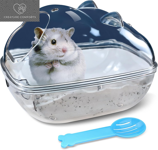 Lazyyzal Hamster Bathtub,Hamster Bathroom,Small Animal Habitat Décor,Sand Bath Container Transparent Beds,Hamster Bed,Ice Bathtub,Sleep Pad Nest,Sand Bath Box for Small Pet Animals Cage Accessories（L）