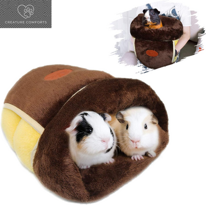 YUEPET Guinea Pig Bed, Warm Fleece Slipper-Shaped Cuddle Cave, Grey | Cozy Guinea Pig House, Portable Guinea Pig Hideout, Soft Coral Fleece, Washable Cushion, Folds Flat, Slipper Shape