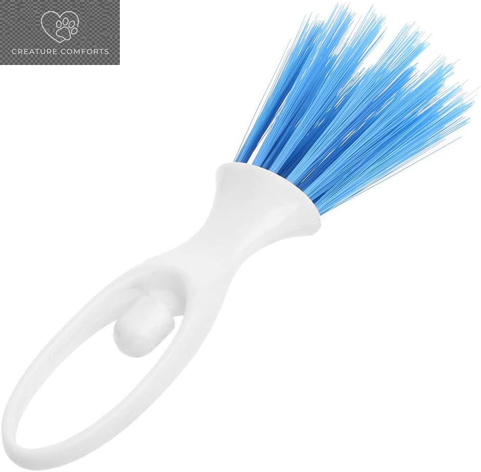 SEIS 3 Pack Hamster Dustpan and Broom Set Mini Guinea Pig White Dancer Design Besom Chinchillas Sweeper Cavy Cage Clean Hedgehogs Scooper for Small Animal (Blue)