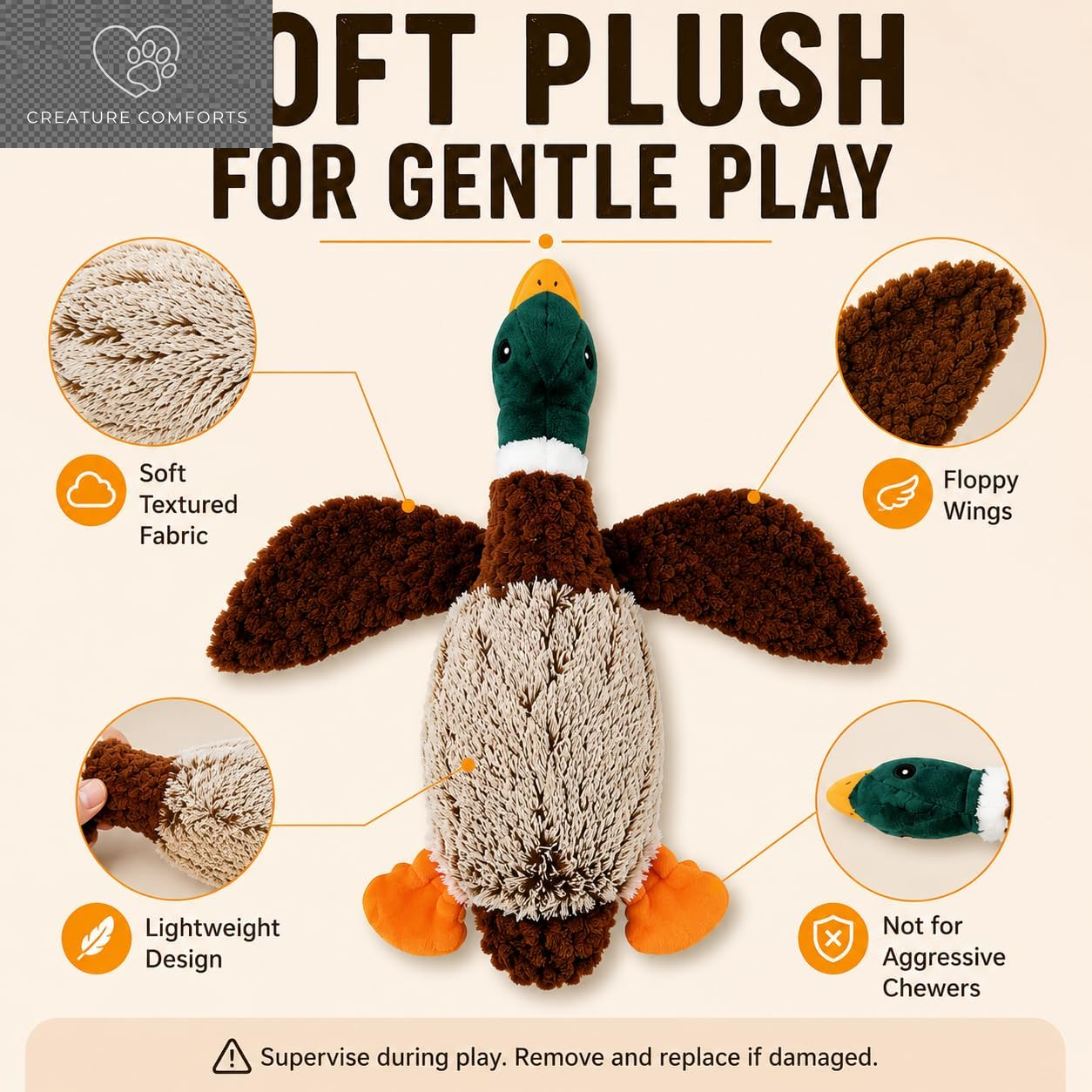 Exciting Duck Dog Toy with Squeaker | Plush Mallard Shaped Pet Toy for All Breeds | Perfect for Chewing, Fetching, and Interactive Play