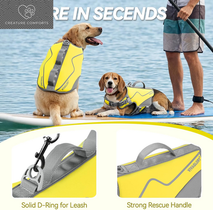 VIVAGLORY Dog Life Vest Neoprene Dog Swim Vest, XS, Alpha Yellow